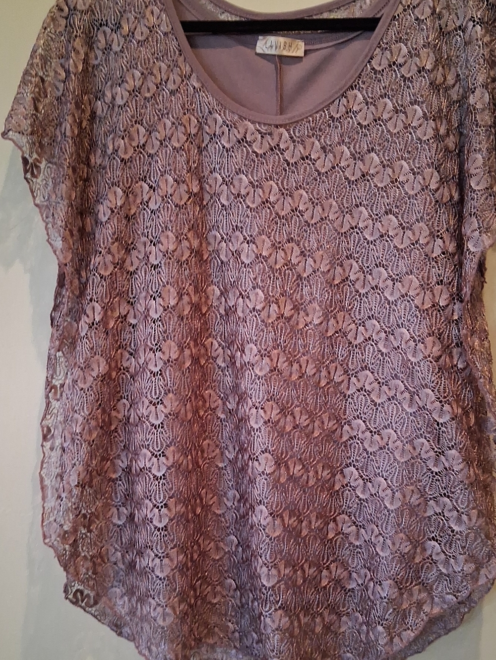Lavish mauve lace overlay blouse - Picture 1 of 5